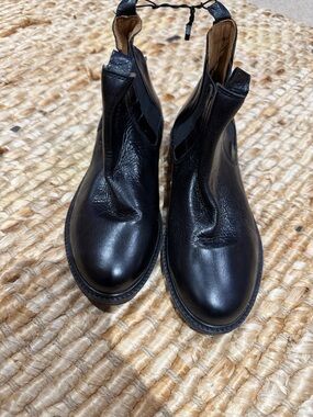 Zara black Leather ankle Boots